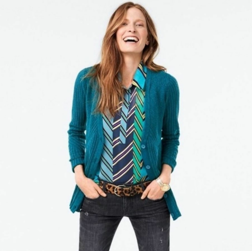 Cabi #3712 Deco Cardigan Teal Blue SzXS